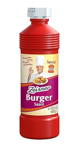Zeisner Burger Sauce with Cucumbers & Onions - Mild Seasoning, No Artificial Flavourings, Perfect for Burgers & BBQ Dishes, 425 ml