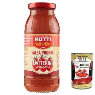 24 x Mutti Salsa Pronta Pomodoro Datterini Sauce, Tomato Sauce 100% Italian 300 g + Italian Gourmet Polpa 400 g