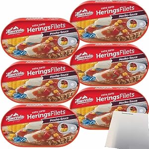 Hawesta Herring Fillets Mexico Sauce MSC Pack of 6 (6 x 200 g Tub) + usy Block