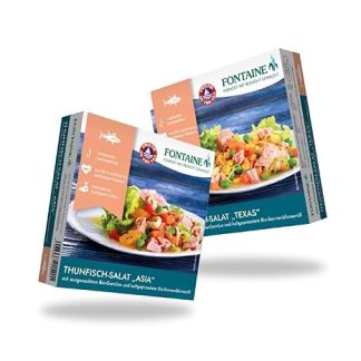 Fontaine - Tuna Salads Bundle - 2 Varieties (3 Cans Each) - Pack of 6 - Tuna Fillets as Asia or Texas Salad, with Organic Vegetables, from 100% Sustainable Fishing and Controlled Cultivation