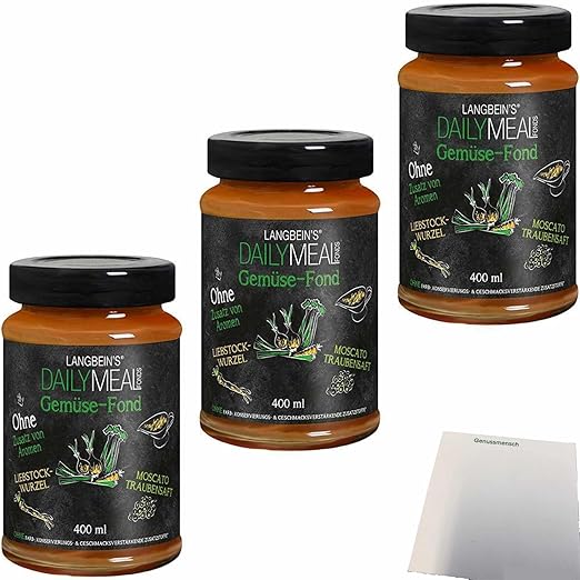 usy Bundle for Langbeins DailyMeal Vegetable Fond Pack of 3 (3 x 400 ml Glass) + usy Block