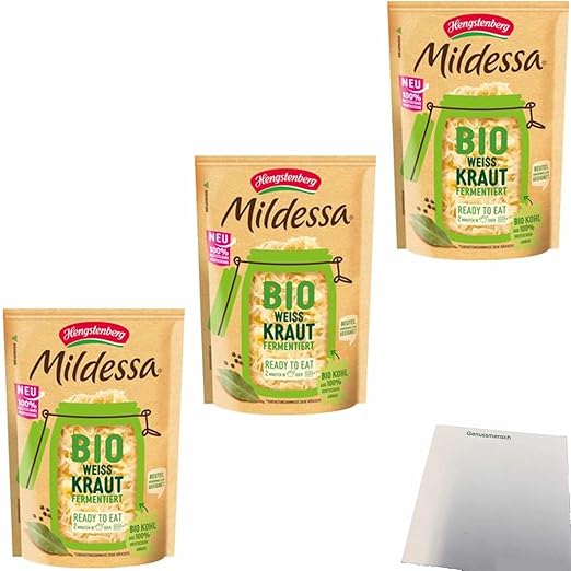 usy Bundle für Hengstenberg Mildessa Weißkraut fermentiert 3er Pack (3x400g Beutel) + usy Block