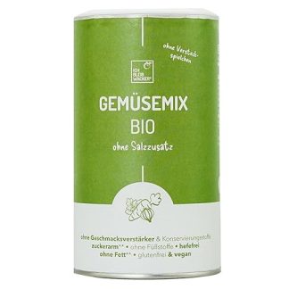 Wacker Vegetable mix without added salt, organic, 250 g. The vegetable broth without salt. 100% vegetables and herbs. Gluten-free, lactose-free and vegan. No salt, sugar, yeast and flavour enhancer.