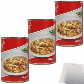 Jeden Tag Holiday Soup with Meat Dumplings and Egg Stitch Pack of 3 (3 x 400 ml Tin) + usy Block