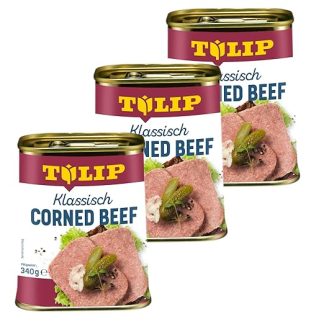 TULIP 3 x Corned Beef 340 g | Classic Breakfast Meat in a Tin | Tender Cured Meat in Canned | Canned Meat with 98% Beef