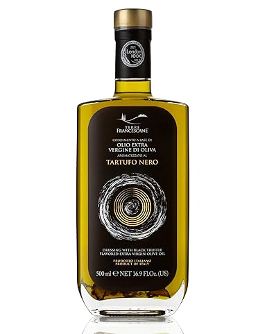 Terre Francescane Truffle Oil Dressing Based on Extra Virgin Olive Oil with Black Truffle Flavour and Dried Truffle Pieces (500 ml)