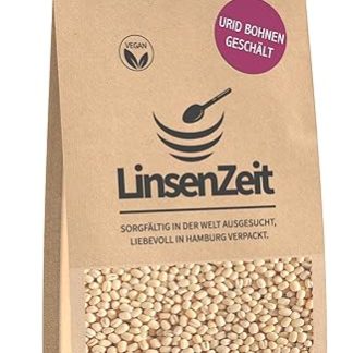 LinsenZeit Peeled Uride Beans Whole 600 g - White Urid Beans - Matpe Beans - Urad Beans - Gota - Unique Protein Source - Vegan, No Additives & Premium Quality