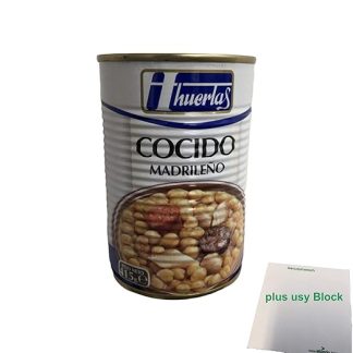 usy Bundle for huertas Cocido Madrileno (Chickpea Stew Madrilena Art) (415 g Preserve) + usy Block