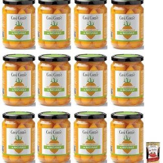 12 x Così Com'è Datterino Giallo al Naturale, Natural Yellow Datterino Tomato, Italian Tomatoes, 350 g Jar + Italian Gourmet Polpa di Pomodoro 400 g Tin