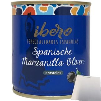 Ibero Spanish Black Manzanilla Olives Pitted Pack of 1 (1 x 200 g Tub) + usy Block