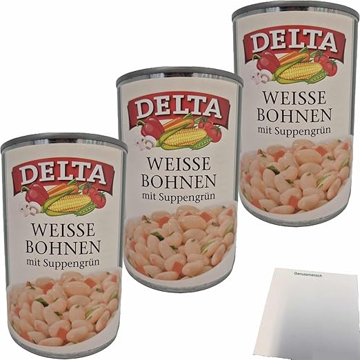usy Bundle for Delta White Beans with Soup Green Pack of 3 (3 x 400 g Can) + usy Block