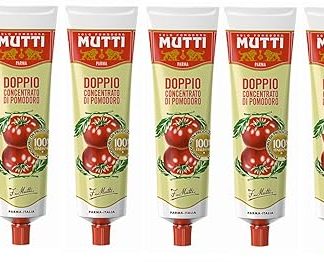 6 x Mutti Doppio Concentrato di Pomodoro, Double Tomato Concentrate, 100% Italian Tomato, 130 g Tube + Italian Gourmet Polpa di Pomodoro 400 g Tin
