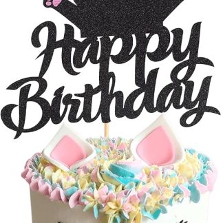 Arthsdite 1 x Cat Happy Birthday Cake Topper Pet Theme Cute Meow Pawty Birthday Party - Boy Girl Baby Shower Party Decoration