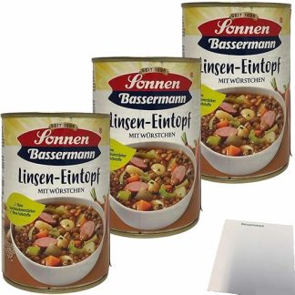 Sonnen Bassermann Lentil Stew with Sausages Pack of 3 (3 x 400 g Tin) + usy Block