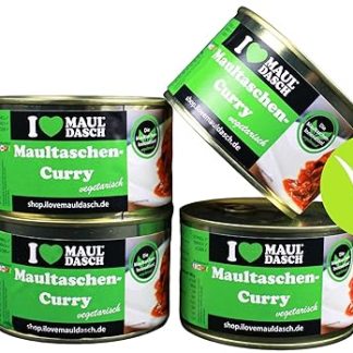 Vegetarian Spinach Ricotta Muzzles with Fruity Curry Sauce | 1 x Tin [350g] | Ready Meal | Traditional Original Swabian | Long Lasting I Love Mauldasch