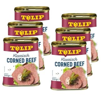 TULIP 6 x Corned Beef 340 g | Classic Breakfast Meat in a Tin | Tender Cured Meat in Canned | Canned Meat with 98% Beef