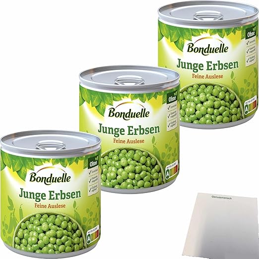 usy Bundle for Bonduelle Young Peas Fine Selection Pack of 3 (3 x 400 g Tin) + usy Block