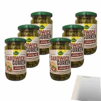 Kühne Sandwich Cucumbers Spicy Sweet Pack of 6 (6 x 330 g Glass) + usy Block