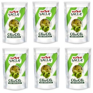 6 x Saclà OlivOli Olive Verdi Snocciolate Pitted Green Olives Ideal for Aperitifs, Salads and Enriching Your Dishes 185 g Bag (85 g Drained)