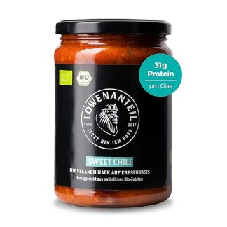 Löwenanteil - 100% Organic Stew Sweet Chilli - 570 g Glass - Protein-Rich Organic Ready Meal with Pleasant Sharpness, Subtle Sweetness & Vegan Chop - No Added Sugar & Gluten Free
