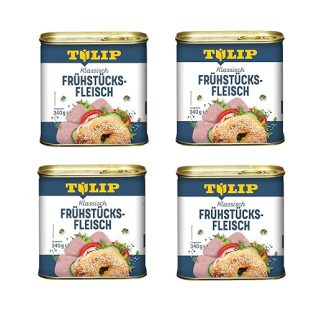 TULIP 4 x Pork Breakfast Meat, 340 g, Delicious Pork in Practical Recyclable Preserve, Pork Breakfast Meat in a Tin, 86% Pork