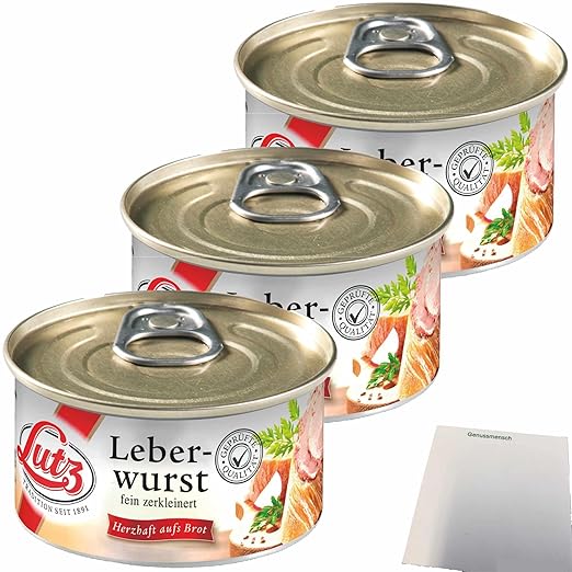 usy Bundle for Lutz Delikatess Liver Sausage Pack of 3 (3 x 125 g Tin) + usy Block