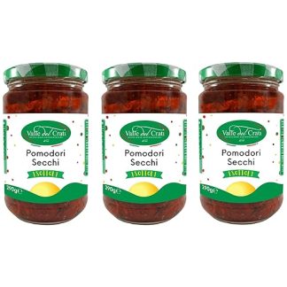 Valle del Crati Dried Tomatoes | Italian Dried Tomatoes in Olive Oil with Spices | Spice for Recipes, Pizza, Savoury Dishes, Appetizers and Appetizers | 3 Jars of 290 g