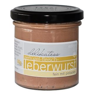 Delikatess Poultry Meat Liver Sausage, Fine with Pistachios, Faber Feinkost