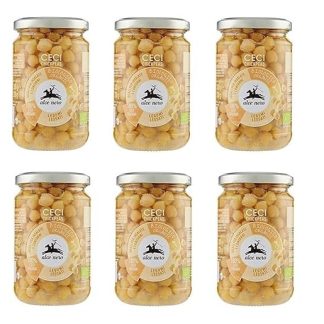 6 x Alce Nero Legumi Lessi Ceci Cooked Legumes Organic Chickpeas Glass 300 g