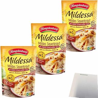 usy Bundle for Hengstenberg Mildessa Sauerkraut with Bacon, Pack of 3 (3 x 400 g Bags) + usy Block