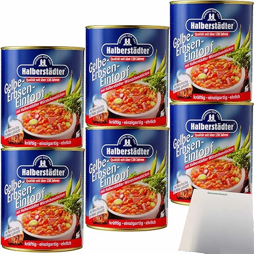 usy Bundle for Halberstädter Yellow Pea Stew Pack of 6 (6 x 800 g Tin) + usy Block