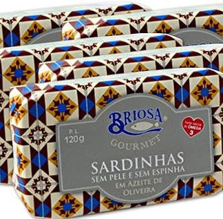 Briosa Gourmet Sardines without skin and bones in olive oil, 120 g, canned and packaged by hand, rich in omega-3, Portugal