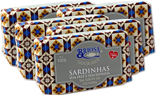 Briosa Gourmet Sardines without skin and bones in olive oil, 120 g, canned and packaged by hand, rich in omega-3, Portugal