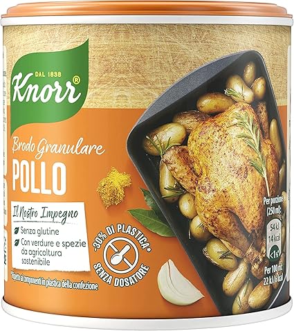 6 x Knorr Brodo Granulare Pollo 100% Ingredienti Naturali Granulated Chicken Broth 135 g Flavour for Your Dishes Gluten-Free Lactose Free 100% Italian Broth 100% Natural Ingredients