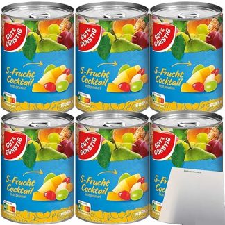 Gut&Günstig 5 Fruit Cocktail Lightly Sugared Pack of 12 (12 x 410 g Tin) + usy Block