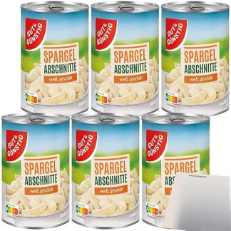 Gut&Günstig Asparagus Sections without Heads Pack of 6 (6 x 420 g Tin) + usy Block