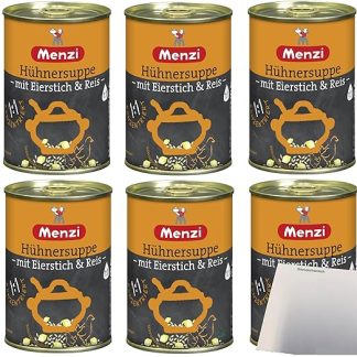 Menzi Chicken Soup with Egg Stitch and Rice Concentrated Pack of 6 (6 x 400 ml Tin) + usy Block