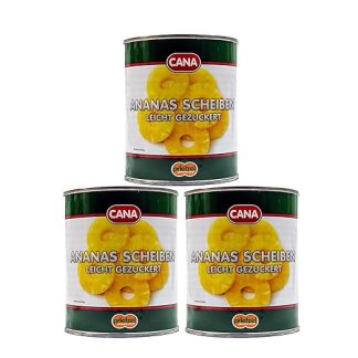 Food-United Pineapple Slices Rings Slightly Sugared 3 Cans Capacity 825 g ATG 490 g Sweet and Sour and Fruity, Delicate and Bite-Resistant Top Product from Thailand Ripely Harvested