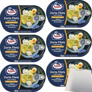 Appel Delicate Fillets of Herring in Egg Mustard Cream Pack of 6 (6 x 200 g Tub) + usy Block