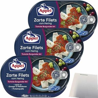 Appel Delicate Fillets of Herring Tomato Burgundy Art Pack of 3 (3 x 200 g Tub) + usy Block