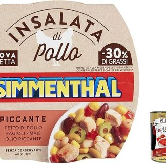 12 x Simmenthal Piccante, Chicken Breast Salad with Green Cannellini Beans, Corn and Red Beans, 160 g + Italian Gourmet Polpa 400 g
