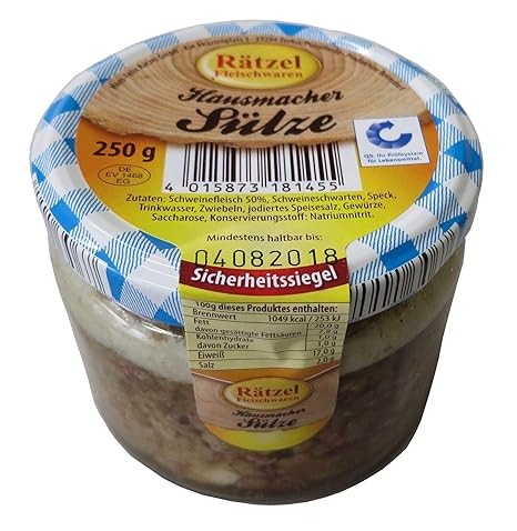 Sülze in a Glass 250 g - Homemaker Pork Rinse - Delicious Bread Spread - Cooked Sausage Speciality with Meat in Jelly WF-18145