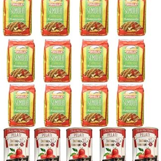 Divella Semola Di Grano Duro Rimacinata Durum Wheat Gourmet 1 kg + Italian Gourmet 100% Italian Peeled Tomato Tins 5 x 400 g Pack of 12