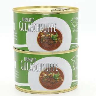 2 x Preserved Diem 400 g Goulash Soup Savoury - Refined with Marjoram - 160 g Meat from the Top Bowl per Canned - Long Lasting