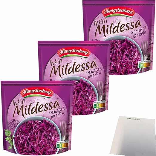 usy Bundle for Hengstenberg Mildessa Connoisseurs Red Cabbage Pack of 3 (3 x 150 g Bags) + usy Block