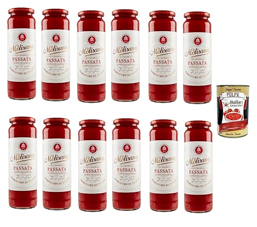 La Molisana Passata di Pomodoro Classica, Tomato Paste Tomato Sauce 100% Italian 12 x 690 g + Italian Gourmet Polpa 400 g