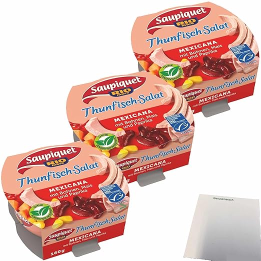 usy Bundle for Saupiquet Tuna Salad Mexicana Pack of 3 (3 x 160 g Tin) + usy Block