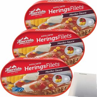 Hawesta Herring Fillets Mexico Sauce MSC Pack of 3 (3 x 200 g Tub) + usy Block