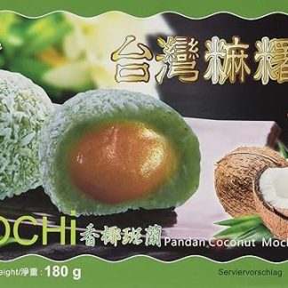 AWON Mochi Coconut Pandan, Small Sticky Rice Cakes, for Dessert or as a Sweet Snack in Between (1 x 180 g with 6 Mochis per Pack) Vanilla