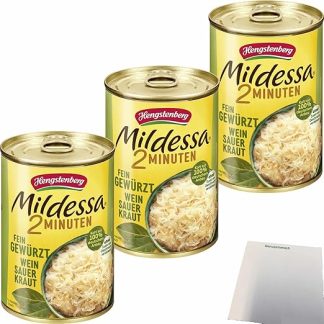usy Bundle for Hengstenberg Mildessa 2 Minutes Wine Sour Cabbage Pack of 3 (3 x 400 g Tub) + usy Block
